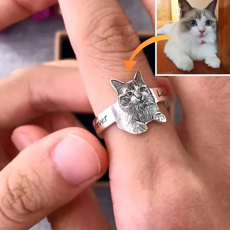 đŸPersonlig fotogravyrring i rostfritt stĂ„l med öppen ringđ