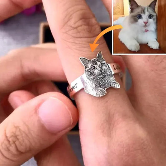 🐾Personlig fotogravyrring i rostfritt stål med öppen ring💍