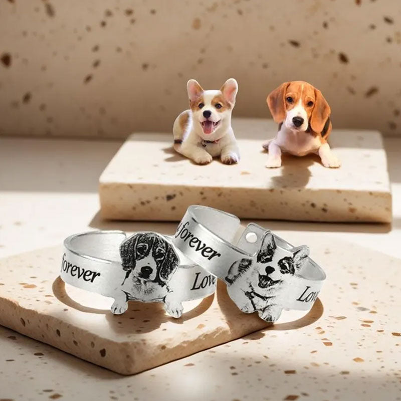 🐾Personlig fotogravyrring i rostfritt stål med öppen ring💍