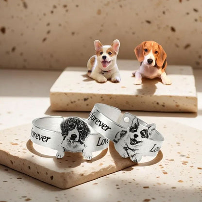 🐾Personlig fotogravyrring i rostfritt stål med öppen ring💍