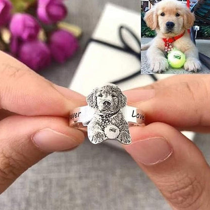🐾Personlig fotogravyrring i rostfritt stål med öppen ring💍