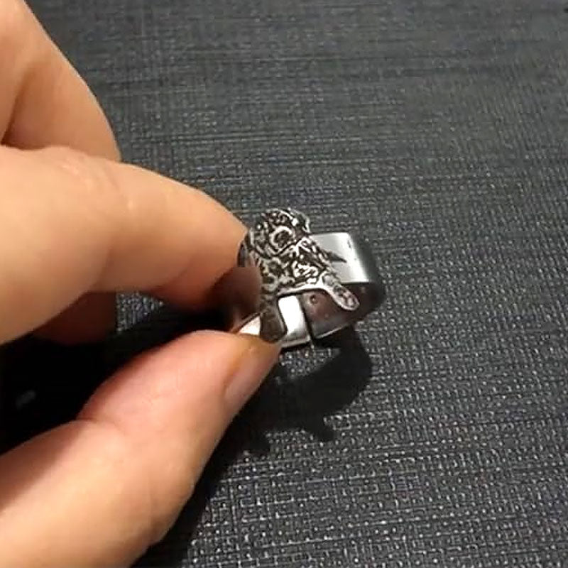 🐾Personlig fotogravyrring i rostfritt stål med öppen ring💍