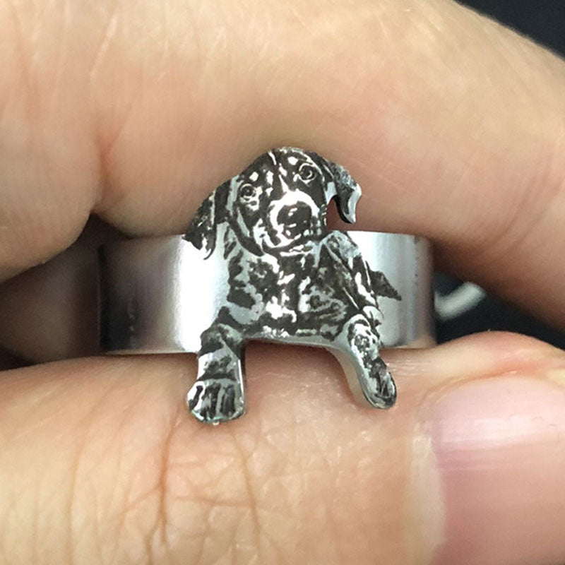 🐾Personlig fotogravyrring i rostfritt stål med öppen ring💍