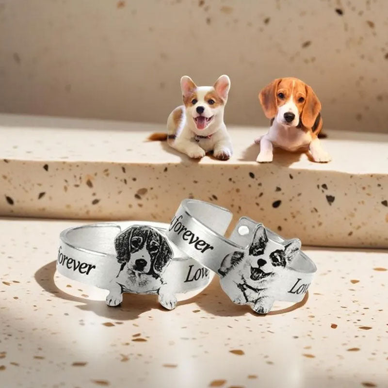 🐾Personlig fotogravyrring i rostfritt stål med öppen ring💍