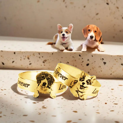 🐾Personlig fotogravyrring i rostfritt stål med öppen ring💍